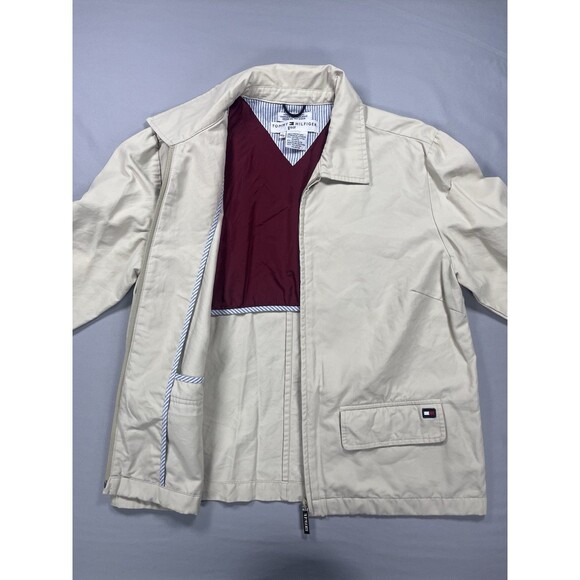 Vtg Tommy Hilfiger Golf Jacket M Fits S Khaki Full Zip Windbreaker 90s Y2K Short - Picture 4 of 15